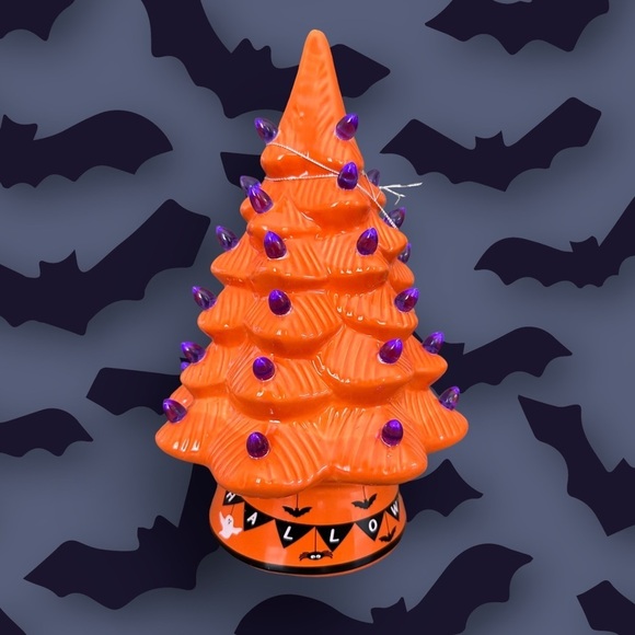 Mr.Halloween Nostalgic Ceramic Led Tree Orange Purple lights  13” NWT - Picture 1 of 12